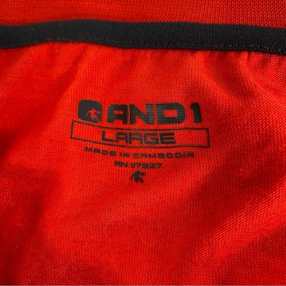 And1 Men’s Red Basketball Tee - Picture 3 of 3